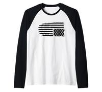 Drapeau américain à l'envers vieilli en détresse Pro Trump Manche Raglan