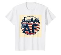 Drapeau américain AF Patriotique USA Skyline T-Shirt, Enfant, Blanc, 3 Ans