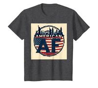 Drapeau américain AF Patriotique USA Skyline T-Shirt, Enfant, Chiné Foncé, 3 Ans