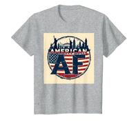 Drapeau américain AF Patriotique USA Skyline T-Shirt, Enfant, Gris Chiné, 3 Ans