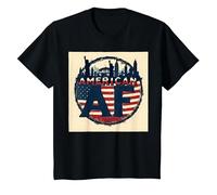 Drapeau américain AF Patriotique USA Skyline T-Shirt, Enfant, Noir, 3 Ans