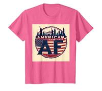 Drapeau américain AF Patriotique USA Skyline T-Shirt, Enfant, Rose Chiné, 8 Ans