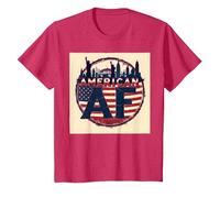 Drapeau américain AF Patriotique USA Skyline T-Shirt, Enfant, Rouge Chiné, 2 Ans