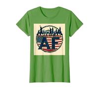 Drapeau américain AF Patriotique USA Skyline T-Shirt, Femme, Herbe, S