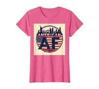Drapeau américain AF Patriotique USA Skyline T-Shirt, Femme, Rose Chiné, M