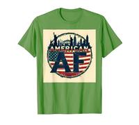 Drapeau américain AF Patriotique USA Skyline T-Shirt, Homme, Herbe, XXL