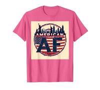 Drapeau américain AF Patriotique USA Skyline T-Shirt, Homme, Rose Chiné, S