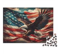 Drapeau américain Aigle Puzzle 1000 Pièces avec Couleurs Éclatantes,Jeu De Puzzle défi en Solitaire pour La Décoration Murale DIY,pour Les Femmes,Cadeaux pour Les Hommes 70x50cm/1000pcs