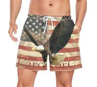 Drapeau Américain Aigles Oiseau Homme Short de Bain Respirant Séchage Rapide Maillot de Bains Etanche Plage Été Beach Shorts