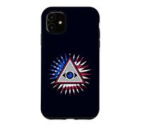 Drapeau américain All Seeing Eye - Pyramide du Nouvel Ordre Mondial avec œil Coque pour iPhone 11