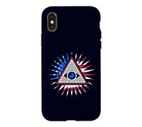 Drapeau américain All Seeing Eye - Pyramide du Nouvel Ordre Mondial avec œil Coque pour iPhone X/XS