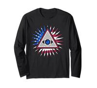 Drapeau américain All Seeing Eye - Pyramide du Nouvel Ordre Mondial avec œil Manche Longue