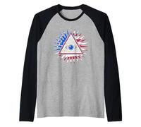 Drapeau américain All Seeing Eye - Pyramide du Nouvel Ordre Mondial avec œil Manche Raglan