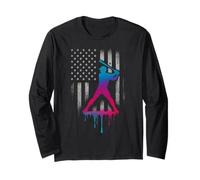 Drapeau américain américain Baseball 101 Ice Cream Baseball Drip Manche Longue