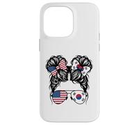 Drapeau américain américain et Chignon désordonné de la Corée du Sud Coque pour iPhone 14 Pro Max