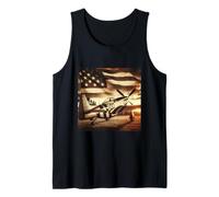 Drapeau américain américain P-51 Mustang WW2 Fighter Vintage US Flag Débardeur