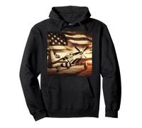 Drapeau américain américain P-51 Mustang WW2 Fighter Vintage US Flag Sweat à Capuche