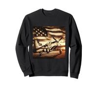 Drapeau américain américain P-51 Mustang WW2 Fighter Vintage US Flag Sweatshirt