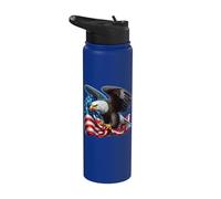 Drapeau américain américain vintage avec aigle chauve Pride Freedom Stainless Steel Insulated Water Bottle