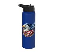 Drapeau américain américain vintage avec aigle chauve Pride Freedom Stainless Steel Insulated Water Bottle
