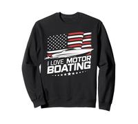 Drapeau américain Amusant avec Inscription « I Love Motor Boating » Sweatshirt