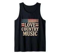 Drapeau américain Amusant rétro Love Country Music Guitare Débardeur
