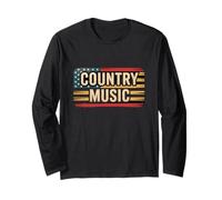 Drapeau américain Amusant rétro Love Country Music Guitare Manche Longue