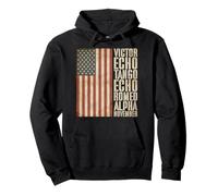 Drapeau américain Ancien Combattant de l'alphabet Militaire Vieilli Sweat à Capuche