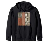 Drapeau américain Ancien Combattant de l'alphabet Militaire Vieilli Sweat à Capuche