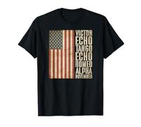 Drapeau américain Ancien Combattant de l'alphabet Militaire Vieilli T-Shirt