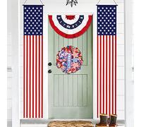 Drapeau américain Anley Bannières de porte à tirette Signes de porche (2 pièces) - 12 "x 72" couleurs vives et résistant à la décoloration - Drapeau des États-Unis Bannière murale suspendue Décoration