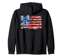 Drapeau Américain Aquarelle avec Nœud Patriote Sweat à Capuche