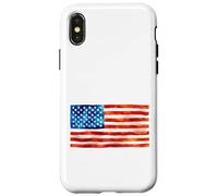 Drapeau américain Aquarelle Peinture Artistique USA Patriot Gear Coque pour iPhone X/XS