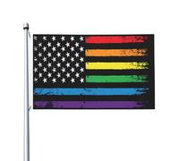 Drapeau américain arc-en-ciel de la fierté gaie, drapeau LGBT, drapeau de progrès, 90 x 150 cm, résistant à la décoloration, pour extérieur, intérieur, maison, jardin, cour, panneau décoratif