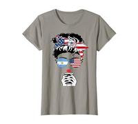 Drapeau américain Argentine Café Mama Girl Sister Argentine US Flag T-Shirt