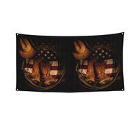 Drapeau américain avec bottes de cowboy imprimées Bannière de fête d'Halloween, décoration extérieure pour clôture, porche, jardin, vacances, décoration à suspendre