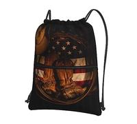 Drapeau américain avec bottes de cowboy - Sac à dos décontracté avec cordon de serrage - Sac de fitness - Sac à dos de sport, Drapeau américain avec bottes de cowboy, taille unique