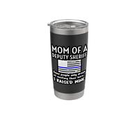 Drapeau américain avec inscription « Proud Mom Of A Deputy Sheriff Mother » Gobelet isotherme en acier inoxydable double paroi