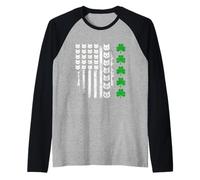 Drapeau américain avec joli petit chat pour la Saint-Patrick Manche Raglan