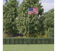 Drapeau américain avec mât télescopique en aluminium résistant aux intempéries avec support, œillets, anneaux pour jardin, balcon, terrasse, fête et festival