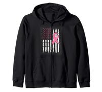 Drapeau américain avec Ruban Rose - Cancer du Sein, santé des Femmes Sweat à Capuche