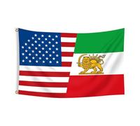 Drapeau américain - Bannière d'amitié Lion du soleil | 150 x 239,8 cm - Ancien drapeau historique de l'Iran | Pour intérieur et extérieur, jardin, allée, balcon, salon, bureau, porte murale, fenêtre