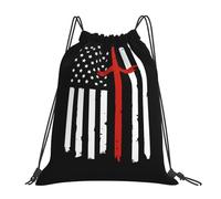 Drapeau Américain Blanc Vieilli À L'Effigie Du Christianisme Femme Homme Sacs De Sport Léger Sacs De Gym Pliable Gym Sack Pour Yoga Piscine Vacances