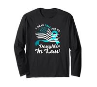 Drapeau américain Bleu Sarcelle pour ma Belle-Fille Cancer du col de l'utérus Manche Longue