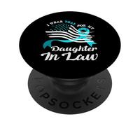 Drapeau américain Bleu Sarcelle pour ma Belle-Fille Cancer du col de l'utérus PopSockets PopGrip Adhésif