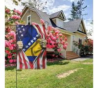Drapeau américain bosniaque double face 28 x 40 pouces, décoration extérieure pour jardin