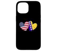 Drapeau américain Bosnie-Herzégovine en Forme de cœur Coque pour iPhone 15