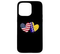 Drapeau américain Bosnie-Herzégovine en Forme de cœur Coque pour iPhone 15 Pro Max