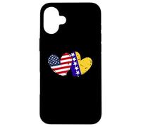 Drapeau américain Bosnie-Herzégovine en Forme de cœur Coque pour iPhone 16 Plus
