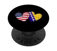 Drapeau américain Bosnie-Herzégovine en Forme de cœur PopSockets PopGrip Adhésif